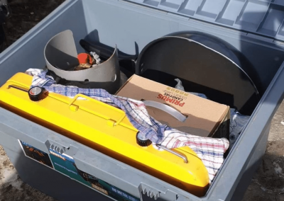 packed camping storage box