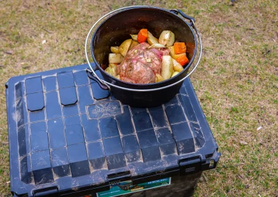 Heavy Duty Plastic Storage Box with food on top