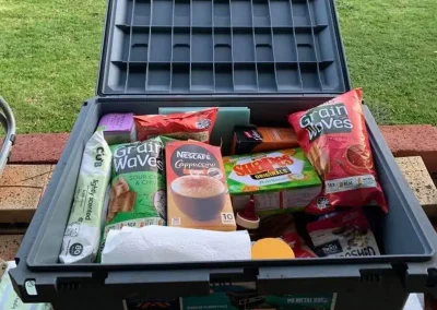 camping box storage with full of foods
