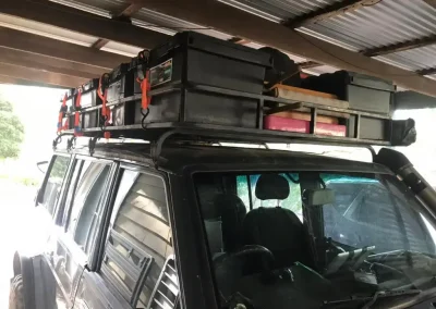 camping car with storage boxes